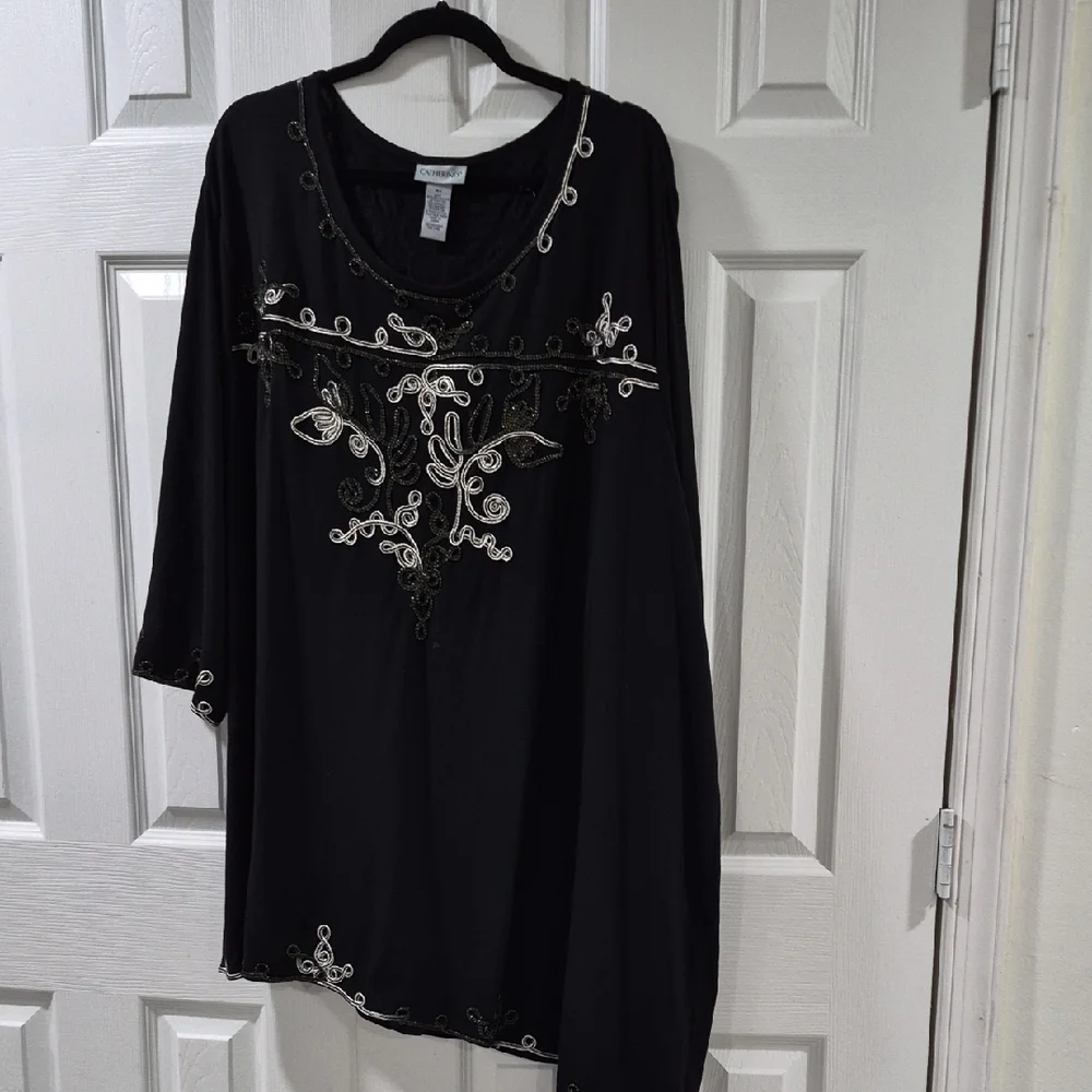 Catherines Black Tunic with Elegant Embroidery - Picture 1 of 4